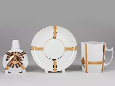 Бокал с блюдцем и с крышкой форма Снежное утро рисунок Подарок арт. 81.19995.00.1