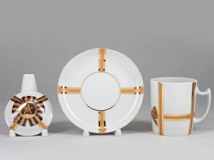 Бокал с блюдцем и с крышкой форма Снежное утро рисунок Подарок арт. 81.19995.00.1, 