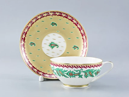 Чашка с блюдцем чайная 300 мл форма Купольная рисунок Восточный цветок арт. 81.28103.00.1, 