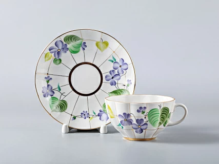 Чашка с блюдцем чайная 250 мл форма Тюльпан рисунок Лесная фиалка арт. 81.10119.00.1, 