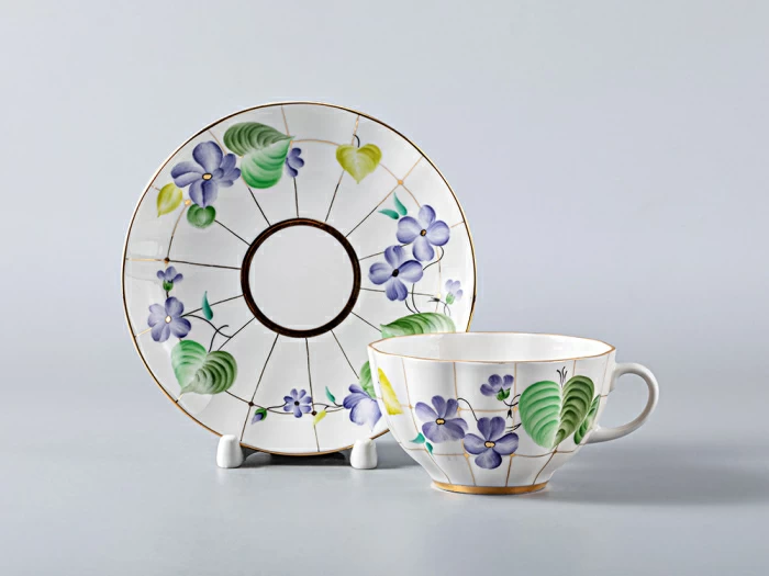 Чашка с блюдцем чайная 250 мл форма Тюльпан рисунок Лесная фиалка арт. 81.10119.00.1, 