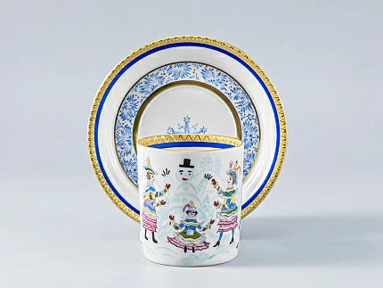 Сервиз чайный форма Гербовая рисунок Зимние забавы, 4 персон 11 предметов, арт. 81.14057.01.1