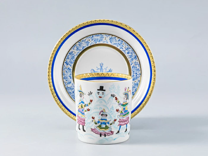 Сервиз чайный форма Гербовая рисунок Зимние забавы, 4 персон 11 предметов, арт. 81.14057.01.1, 