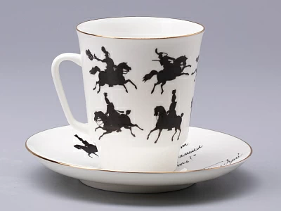 Чашка с блюдцем 165 мл форма Майская рисунок Русские писатели Толстой, арт. 81.31159.00.1 Чашка с блюдцем 165 мл форма Майская рисунок Русские писатели Толстой, арт. 81.31159.00.1