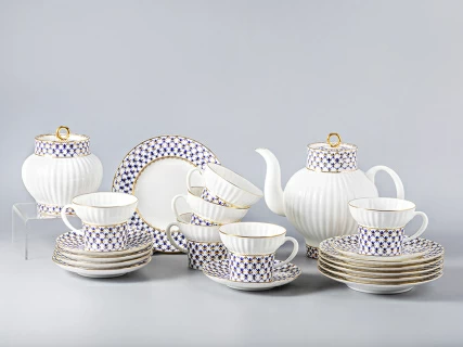 Сервиз чайный Волна Кобальтовая сетка, 6 персон 20 предметов, арт. 81.20893.00.1, 