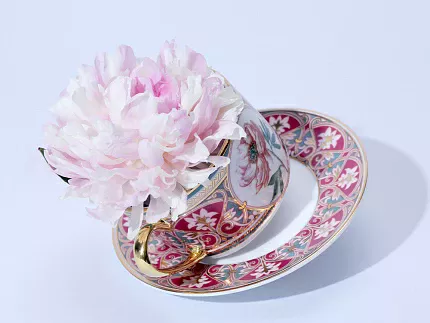 Чашка с блюдцем 250 мл в подарочной упаковке форма Соло, рисунок Дивный Пион, арт. 81.32658.00.1