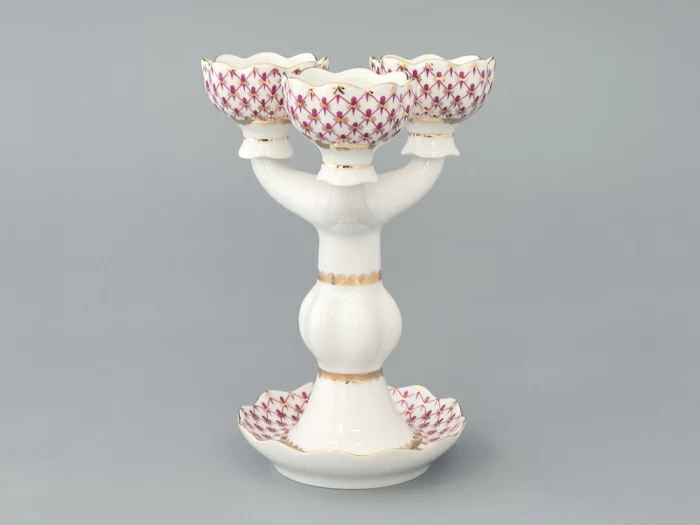 Подсвечник Трехрожковый Тюльпан Сетка-Блюз арт. 80.50232.00.1, 