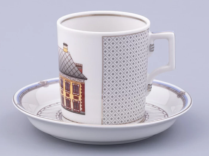 Чашка с блюдцем чайная, форма Гербовая, рисунок Серебряный город 6, арт. 81.32589.00.1, 