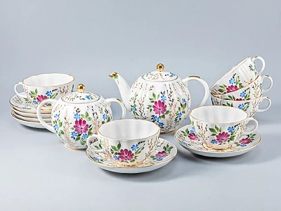 Сервиз чайный Тюльпан Золотые травки, 6 персон 14 предметов, арт. 81.20940.00.1