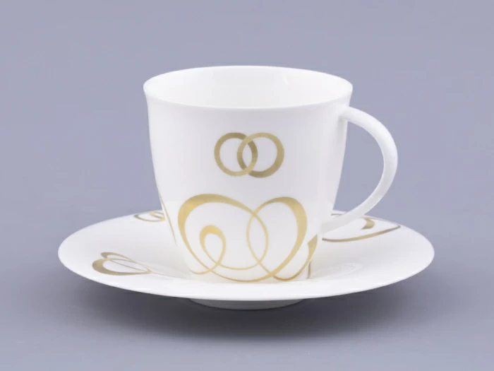 Чашка с блюдцем чайная форма Оливия рисунок Колечки, арт. 81.31427.00.1,  Чашка с блюдцем чайная форма Оливия рисунок Колечки, арт. 81.31427.00.1,