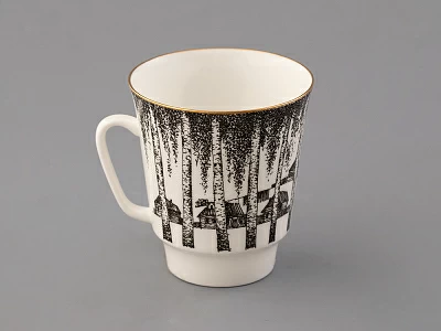 Подарочный набор на 2 персоны Чашка с блюдцем форма Майская, рисунок Русские писатели Есенин, Цветаева, арт. 81.33293.00.1