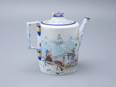 Чайник заварочный, форма Гербовая, рисунок Зимние забавы арт. 80.07795.00.1