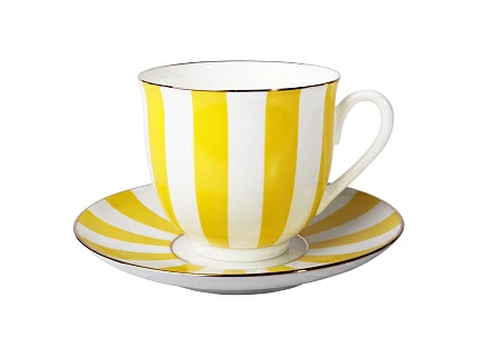 Чашка с блюдцем форма Ландыш рисунок Да и нет (желтый)  арт. 81.16678.00.1