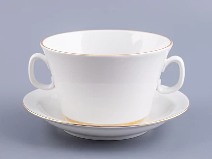 Чашка с блюдцем для бульона Молодежная Золотая лента арт. 81.10974.00.1 Чашка с блюдцем для бульона Молодежная Золотая лента арт. 81.10974.00.1