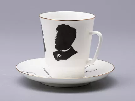 Чашка с блюдцем 165 мл форма Майская рисунок Русские писатели Чехов, арт. 81.31160.00.1