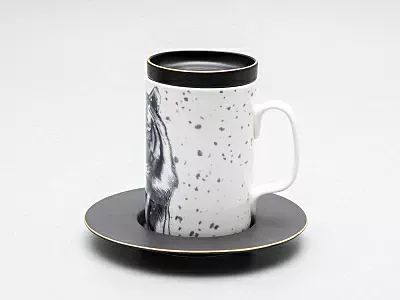 Бокал с блюдцем Тотем в подарочной упаковке, рисунок Тигр арт. 81.30082.00.1