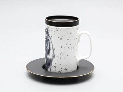 Бокал с блюдцем Тотем в подарочной упаковке, рисунок Тигр арт. 81.30082.00.1, 