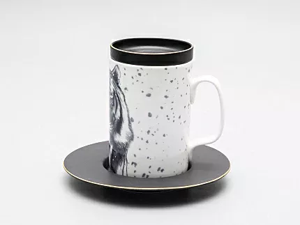 Бокал с блюдцем Тотем в подарочной упаковке, рисунок Тигр арт. 81.30082.00.1