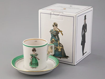 Чашка с блюдцем чайная 220 мл форма Гербовая рисунок Modes de Paris 1830 арт. 81.25415.00.1 Чашка с блюдцем чайная 220 мл форма Гербовая рисунок Modes de Paris 1830 арт. 81.25415.00.1