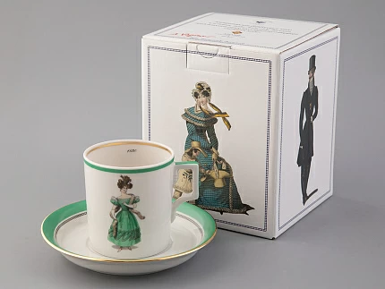 Чашка с блюдцем чайная 220 мл форма Гербовая рисунок Modes de Paris 1830 арт. 81.25415.00.1