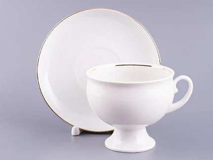 Чашка с блюдцем чайная 360 мл форма Классическая рисунок Золотой кантик арт. 81.15302.00.1 Чашка с блюдцем чайная 360 мл форма Классическая рисунок Золотой кантик арт. 81.15302.00.1