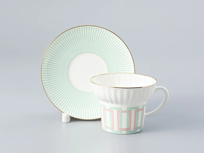 Чашка с блюдцем кофейная 155 мл.,  форма Волна,  рисунок Геометрия 4 арт. 81.27010.00.1, 