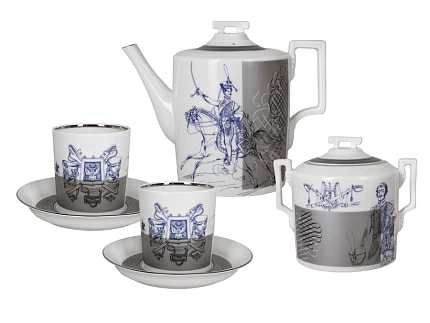 Сервиз чайный форма Гербовая рисунок Гусарский, 6 персон 14 предметов, арт. 81.24660.00.1