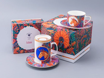 Чашка с блюдцем 250 мл, в подарочной упаковке, форма Идиллия, рисунок Единорог, арт. 81.34423.00.1