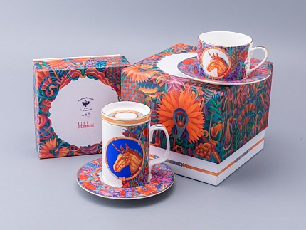 Чашка с блюдцем чайная в подарочной упаковке, форма Идиллия, рисунок Единорог, арт. 81.34423.00.1