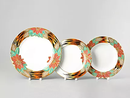 Тарелка глубокая 225 мм форма Европейская-2 рисунок Пуансеттия, арт. 80.38103.00.1