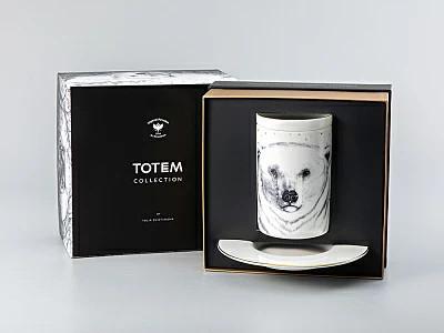 Бокал с блюдцем Тотем в подарочной упаковке, рисунок Медведь арт. 81.28376.00.1 Бокал с блюдцем Тотем в подарочной упаковке, рисунок Медведь арт. 81.28376.00.1