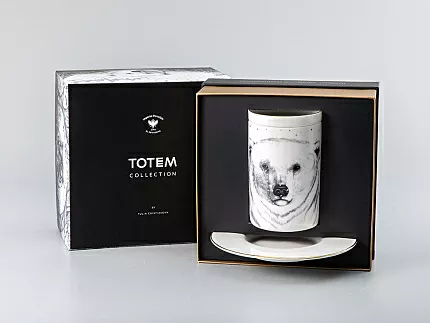 Бокал с блюдцем Тотем в подарочной упаковке, рисунок Медведь арт. 81.28376.00.1