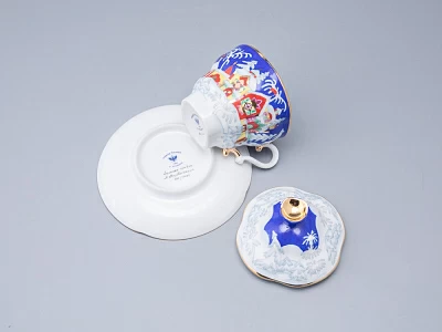 Чашка с блюдцем и с крышкой чайная форма Подарочная-2 рисунок Зимняя сказка 250 мл арт. 81.14563.00.1