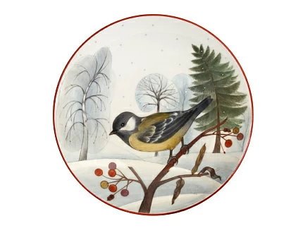 Декоративная тарелка 195 мм форма Эллипс рисунок Большая синица арт. 80.80789.00.1