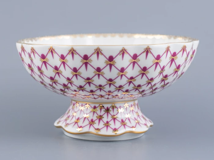 Ваза для конфет форма Тюльпан, рисунок Сетка-Блюз, арт 80.50209.00.1, 