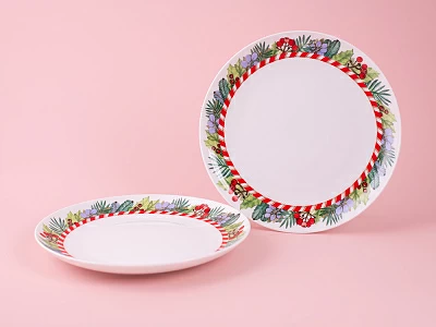 Набор тарелок 210 мм, форма Восточная, рисунок Зимняя история. арт. 81.11375.00.1