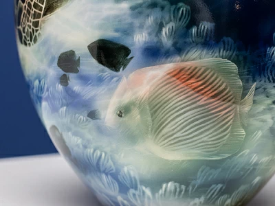 Ваза рисунок Подводный мир, форма Круглая, арт 80.41267.00.1