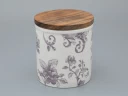 Банка с деревянной крышкой (средняя 120мм) форма Стандартная, рисунок Monplaisir Violet, арт 42.00060.00.1,  Банка с деревянной крышкой (средняя 120мм) форма Стандартная, рисунок Monplaisir Violet, арт 42.00060.00.1,