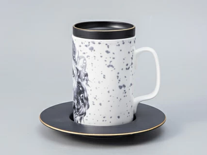 Бокал с блюдцем Тотем в подарочной упаковке, рисунок Лев арт. 81.28375.00.1, 