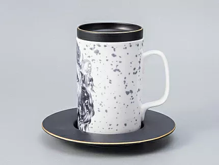 Бокал с блюдцем Тотем в подарочной упаковке, рисунок Лев арт. 81.28375.00.1