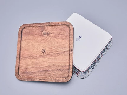 Набор для запекания с деревянной крышкой (2 предмета) в подарочной упаковке, форма Стандартная, рисунок Календа, арт 42.00075.00.1