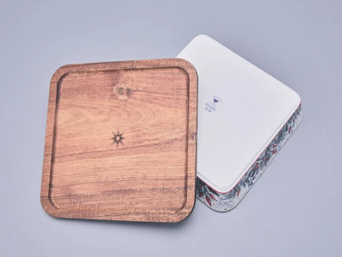 Набор для запекания с деревянной крышкой (2 предмета) в подарочной упаковке, форма Стандартная, рисунок Календа, арт 42.00075.00.1, 