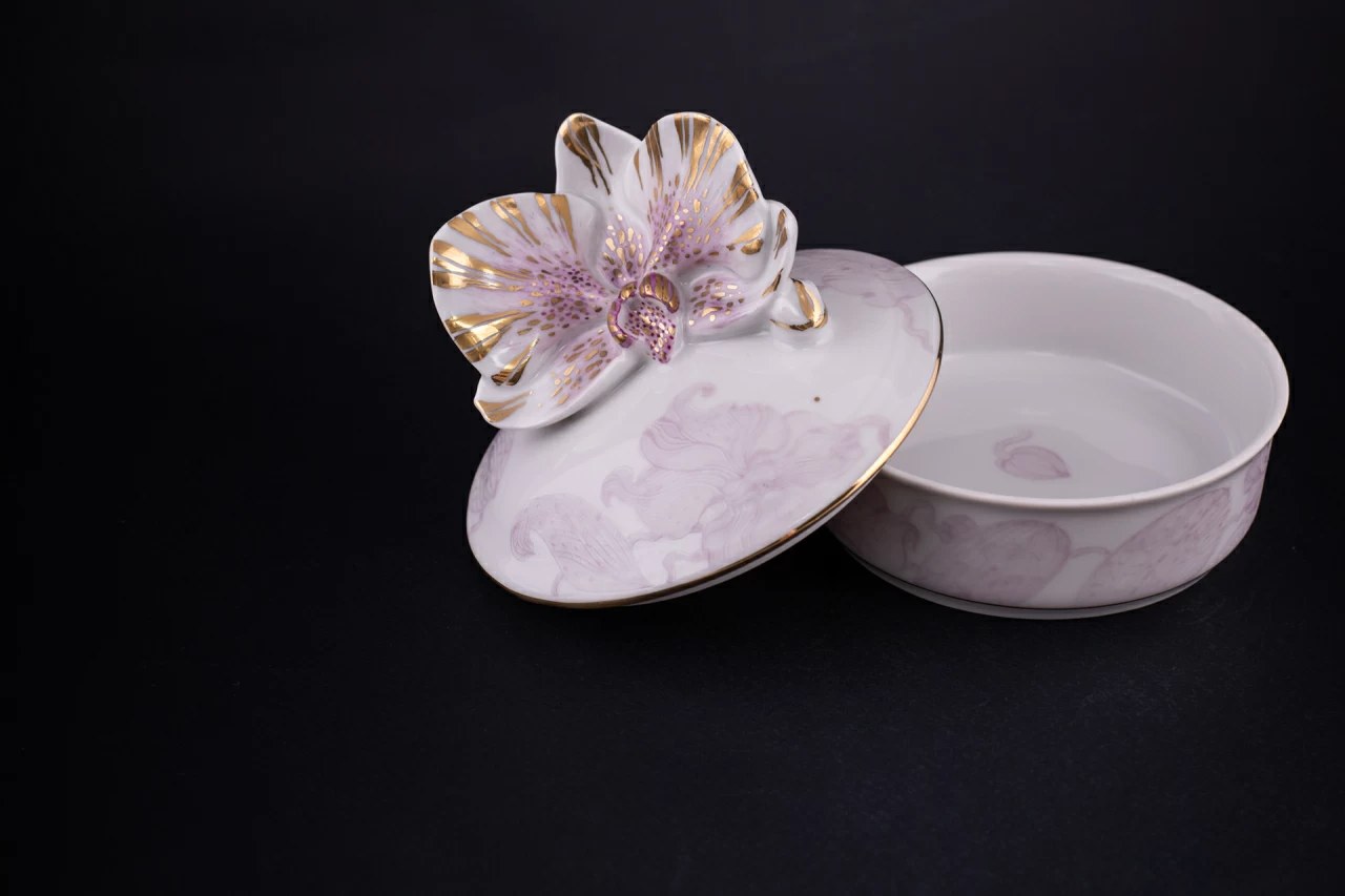 Шкатулка Тигровая орхидея, форма Круглая Орхидея, арт 60.21770.00.1, 