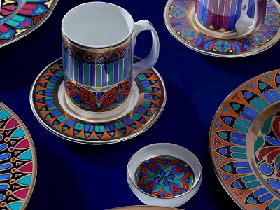 Бокал с блюдцем и крышкой 390 мл в подарочной упаковке, форма Топ, рисунок Готический 10, арт. 81.34169.00.1