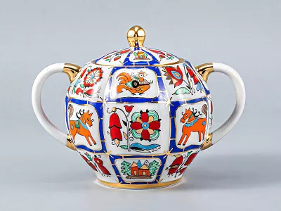 Сервиз чайный форма Тюльпан рисунок Русский лубок, 6 персон 20 предметов, арт. 81.20958.00.1