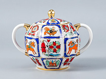 Сервиз чайный форма Тюльпан рисунок Русский лубок, 6 персон 20 предметов, арт. 81.20958.00.1 Сервиз чайный форма Тюльпан рисунок Русский лубок, 6 персон 20 предметов, арт. 81.20958.00.1