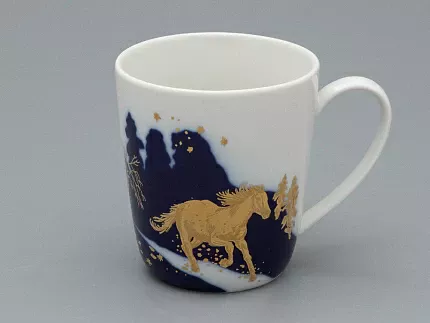 Чашка с блюдцем чайная, форма Колокол рисунок Зимняя дорога, арт. 81.34078.00.1