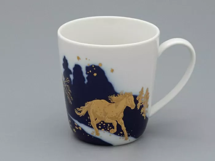 Чашка с блюдцем чайная, форма Колокол рисунок Зимняя дорога, арт. 81.34078.00.1, 