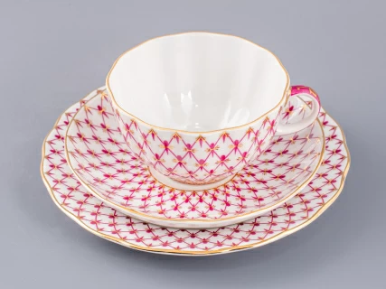 Трехпредметный комплект чайный форма Тюльпан рисунок Сетка-Блюз 2 арт. 81.24813.00.1, 