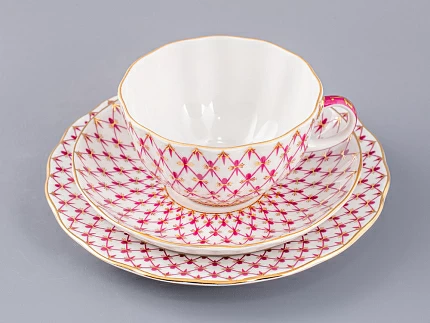 Трехпредметный комплект чайный форма Тюльпан рисунок Сетка-Блюз 2 арт. 81.24813.00.1